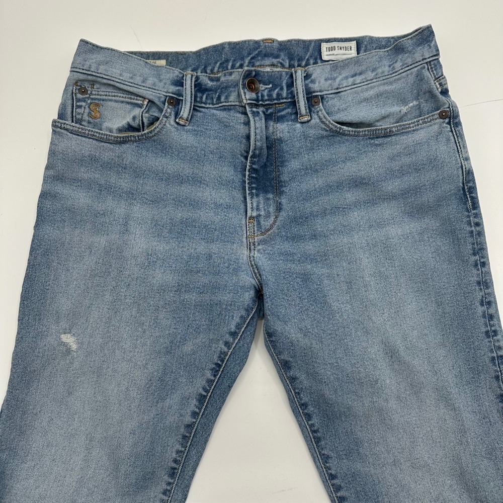 Todd Snyder Mens Stretch 5-Pocket Jeans Light Wash Blue Denim‎ 32x34 Slim Fit
